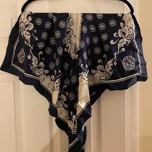 Blue patterned scarf
